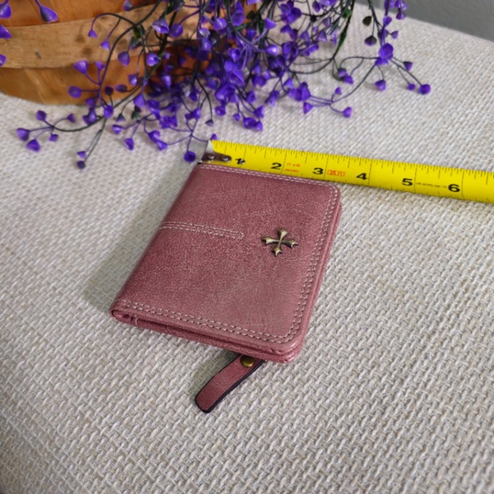 Gothic Cross Stud Bifold Snap Wallet | Blush Pink | 4x4in - Picture 7 of 8